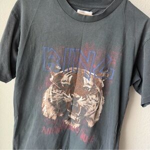 ANINE BING Black Gray Tiger Graphic Muse Crew Neck Tee Shirt Womens Medium